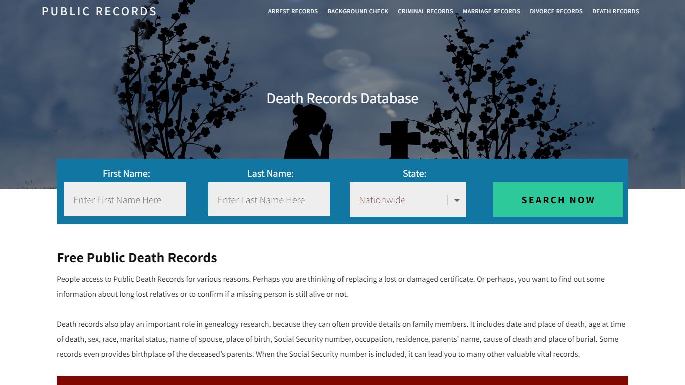 Free Public Death Records | Enter Name and Search. 14Days Free